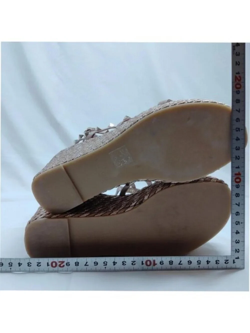 Authentic Valentino Garavani Rockstud Double Platform Espadrille Wedge Sandals